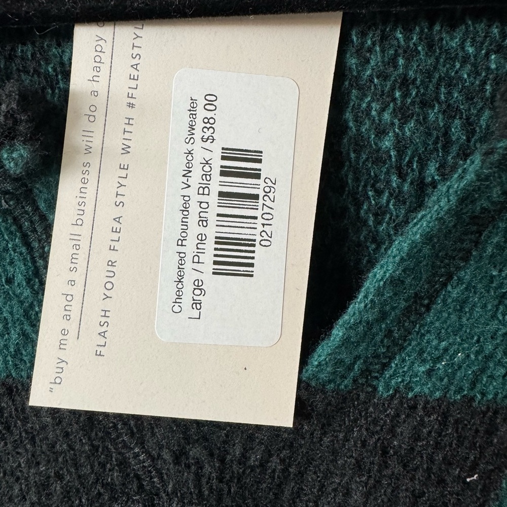 Blu Pepper Teal and Black Checker Knit Pullover - Picture 3 of 4